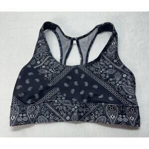 JESSICA SIMPSON Mackenzie SPORTS BRA Women's Medium Navy Blue Paisley